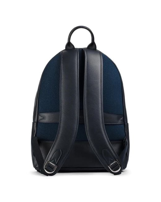 Doucal's Blue Top-Handle Leather Backpack for men