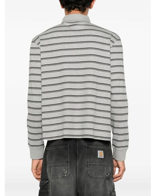 Vetements Gray Striped Long-Sleeve Polo Shirt for men