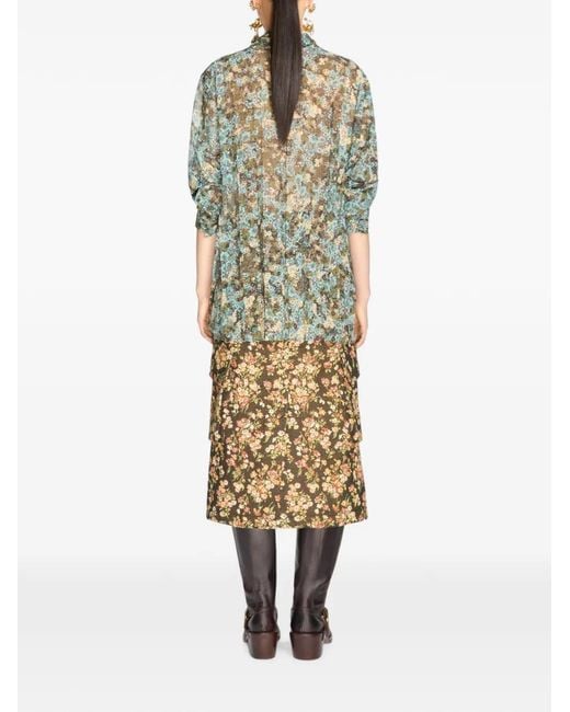 Dries Van Noten Green Pleated Shirt