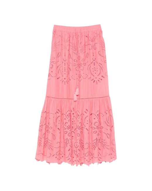 ERMANNO FIRENZE Pink Jupe Mi-Longue À Broderies
