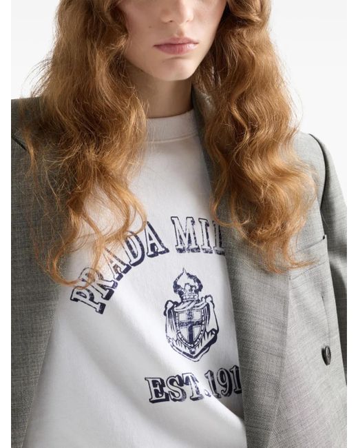 Prada White Sweatshirt Mit Rundem Ausschnitt