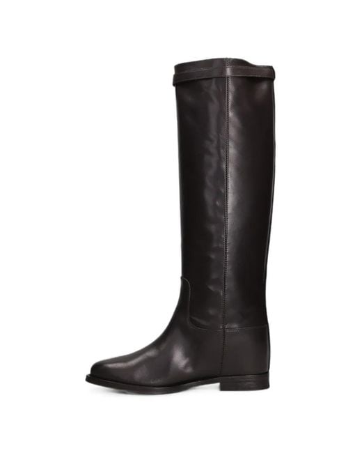 Via Roma 15 Black Buckled Leather Knee-High Boots