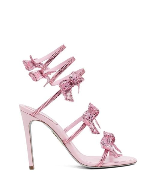 Rene Caovilla Pink 100Mm Crystal-Embellished Sandals