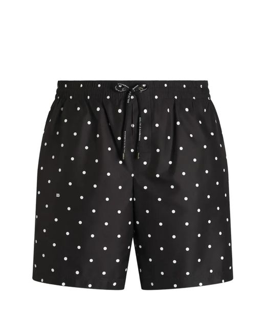 Dolce & Gabbana Black Polka-Dot Print Swim Boxer Shorts for men