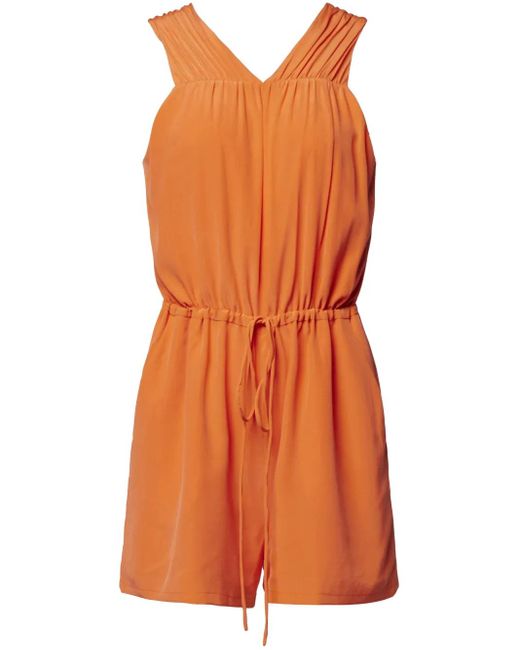 Equipment Orange Drawstring-Fastening Silk Playsuit