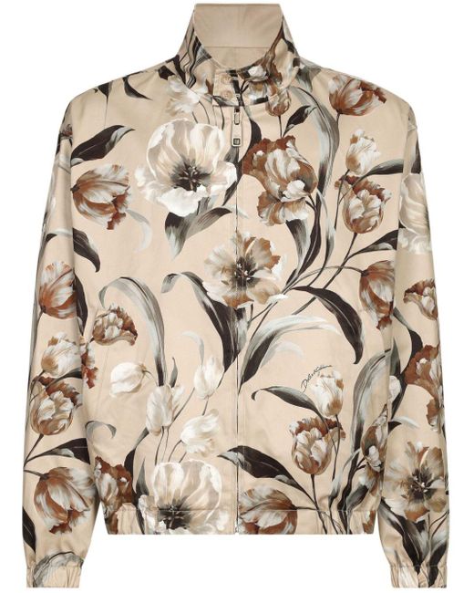 Dolce & Gabbana Wendbare Jacke mit Blumen-Print in Natural für Herren