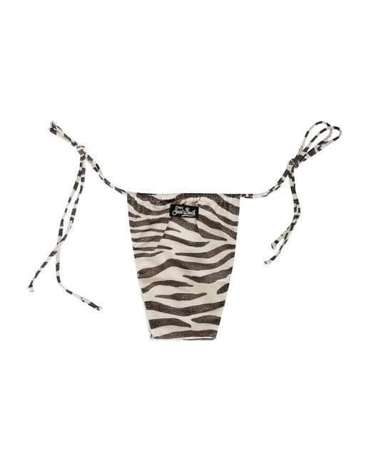 Mc2 Saint Barth White Zebra-Print Tie-Side Bikini Briefs