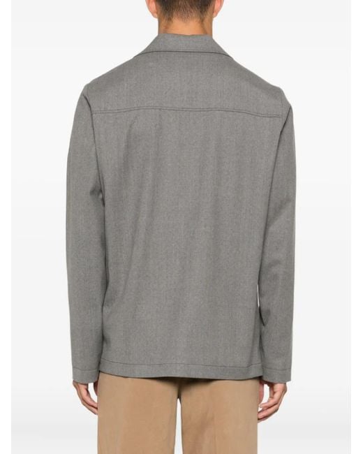 Altea Gray Button-Up Virgin-Wool Blend Shirt Jacket for men