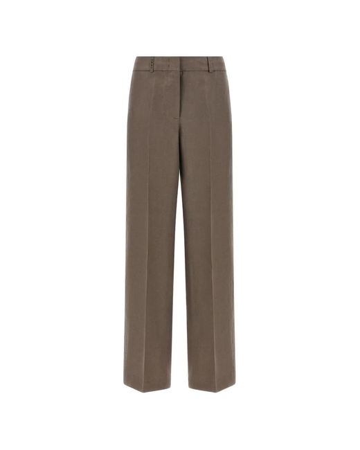 Peserico Brown Linen Trousers