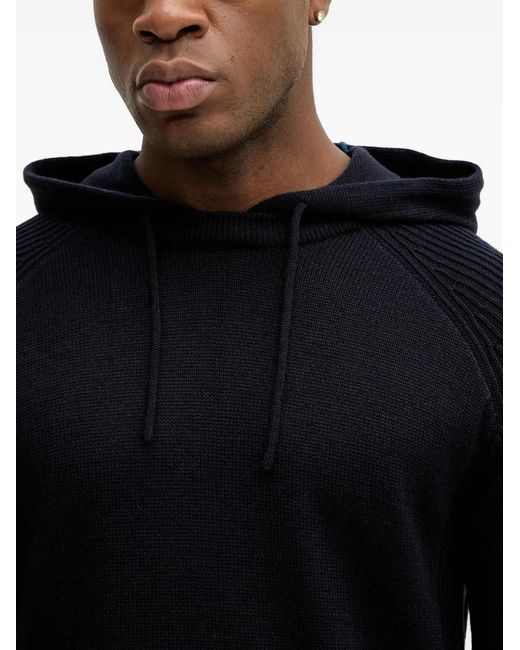 ARMANI EXCHANGE Blue Ribbed Hoodie for men