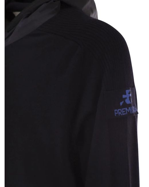 Premiata Blue Logo-Patch Hooded Cardigan for men