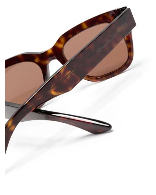 Alexander McQueen Brown Tortoiseshell Square-Frame Sunglasses
