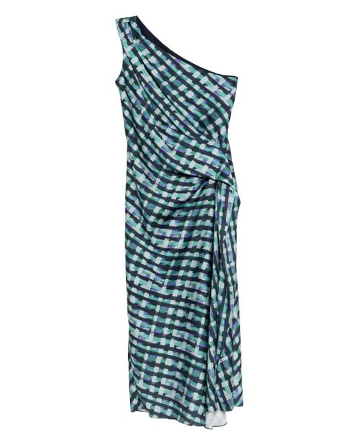 Amsale Blue Kleid Mit Karomuster