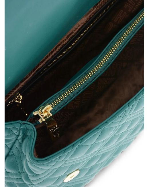 Moschino Green Quilted Logo-Plaque Small Bag