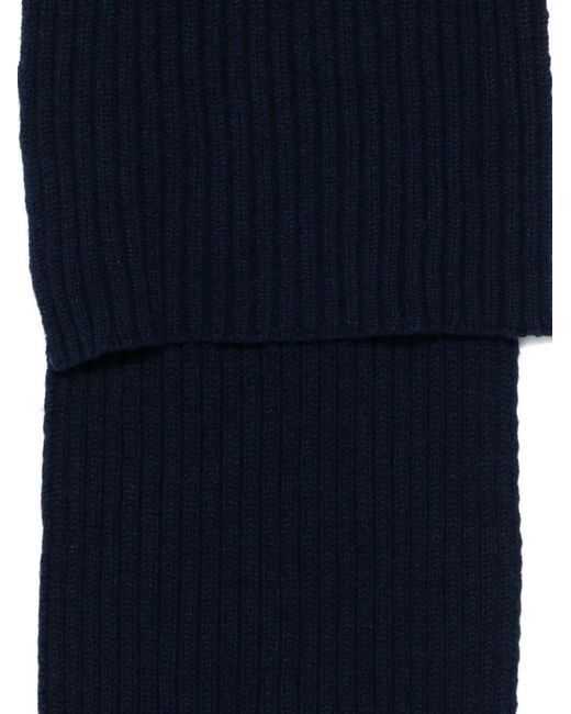 Dell'Oglio Blue Ribbed Scarf for men