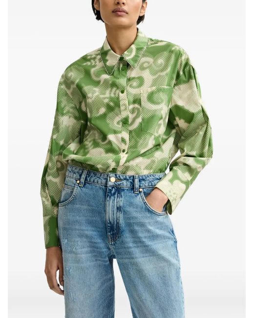 Essentiel Antwerp Green Floral-Print Shirt