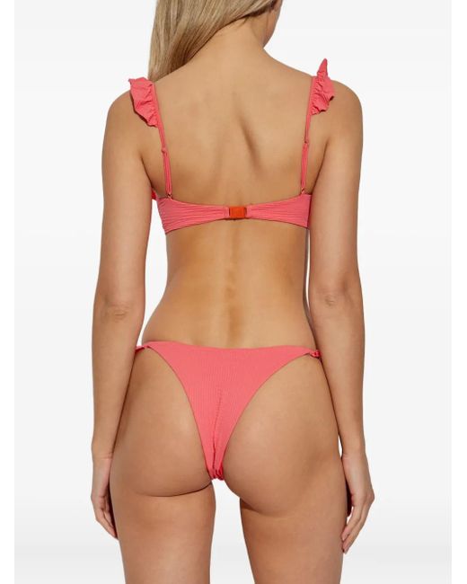 Marysia Swim Red Ruffled-Trim Bikini Top