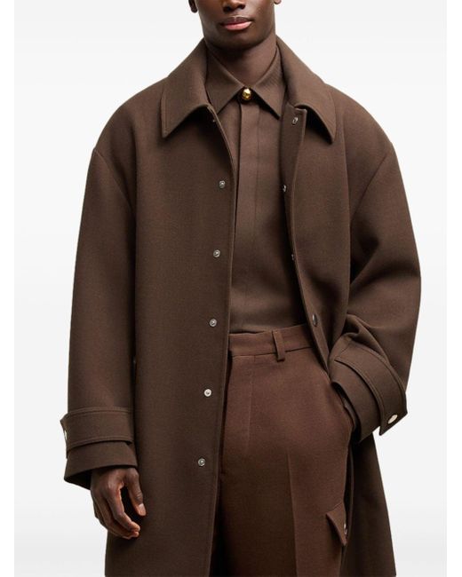 Ami Paris Belted Wool Coat in Brown for Men Lyst UK