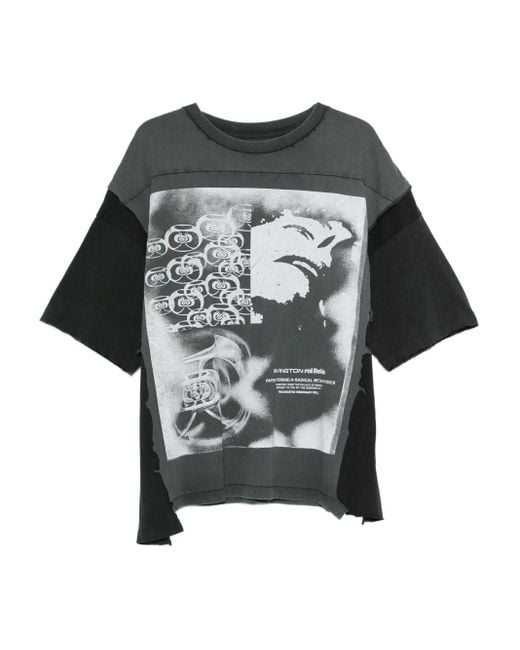 RIVINGTON roi Rebis Gray Graphic Panel T-Shirt for men