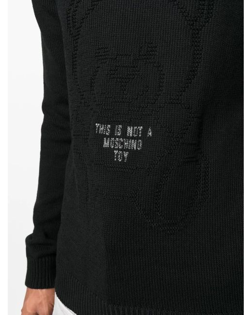 Moschino Black Slogan-Intarsia Sweater for men