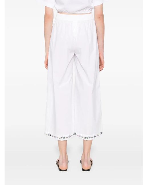 Marella Embroidered Trousers White