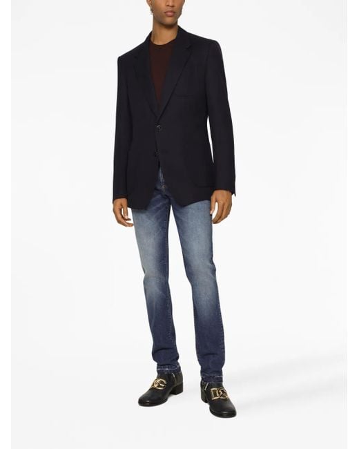 Dolce & Gabbana Blue Patch Pocket Single-Breasted Blazer for men