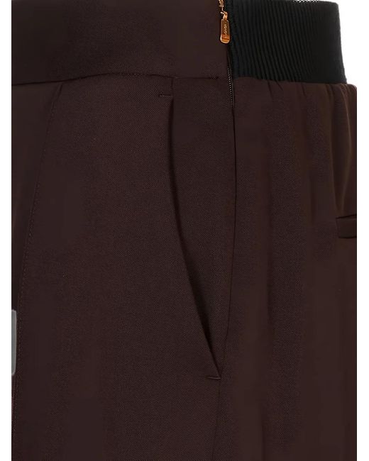 Agnona Brown Pressed-Crease Wide-Leg Trousers