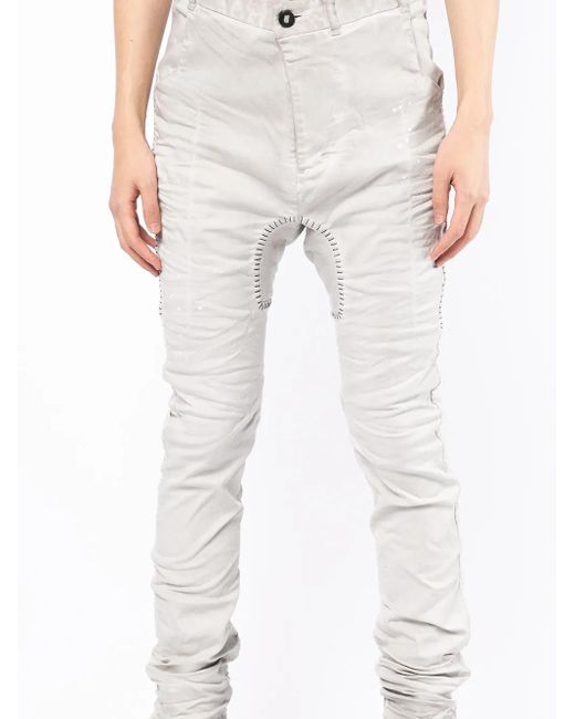 Boris Bidjan Saberi White Stitch-Detail Skinny-Cut Jeans for men