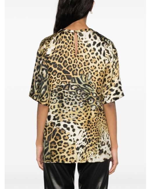 Blusa con estampado de leopardo Roberto Cavalli de color Metallic