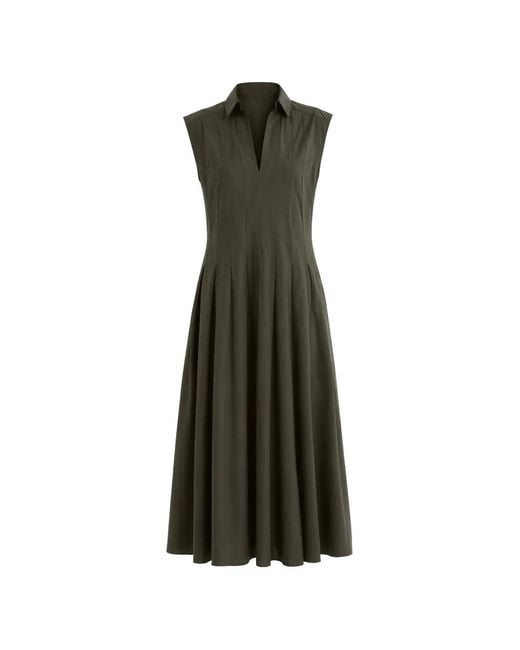 Fay Green Pleated Sleeveless Midi Dress