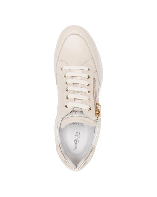 Nero Giardini White Zip-Up Panelled Sneakers