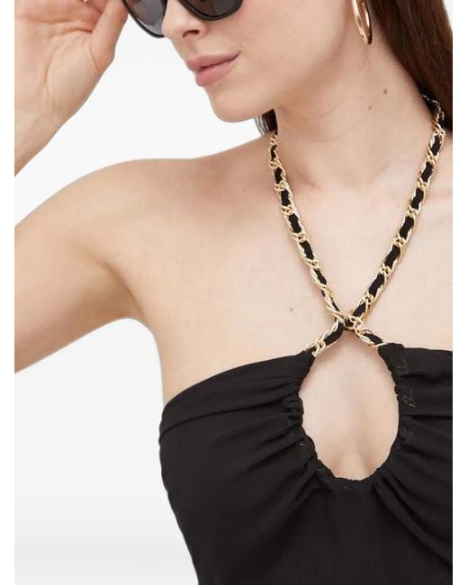Morgan Black Chain-Link Halterneck Top