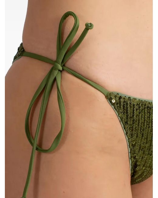 Mc2 Saint Barth Green Sequined Tie-Side Bikini Bottoms