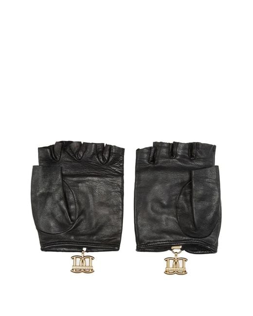 DSquared² Black Quilted Studded Gloves