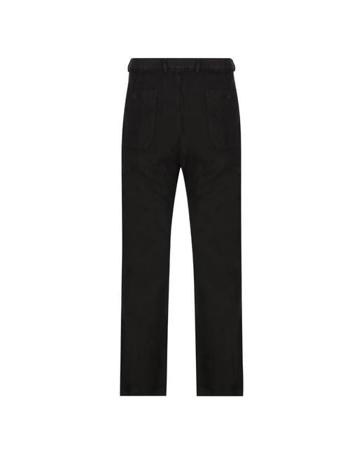 Massimo Osti Studio Black Pleated Logo-Patch Trousers for men