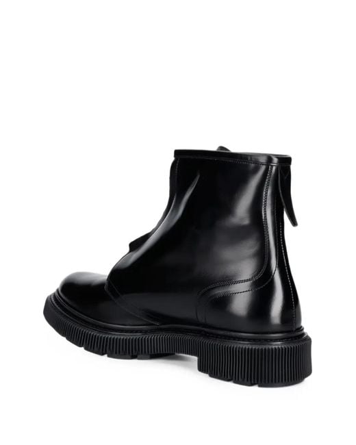 Adieu Black Front-Zip Ankle Boots for men