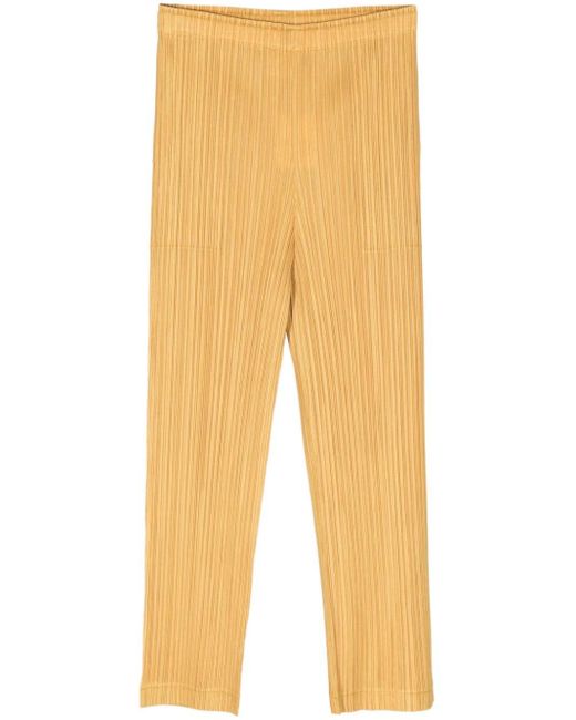 Pleats Please Issey Miyake Plissé Cropped Trousers Yellow