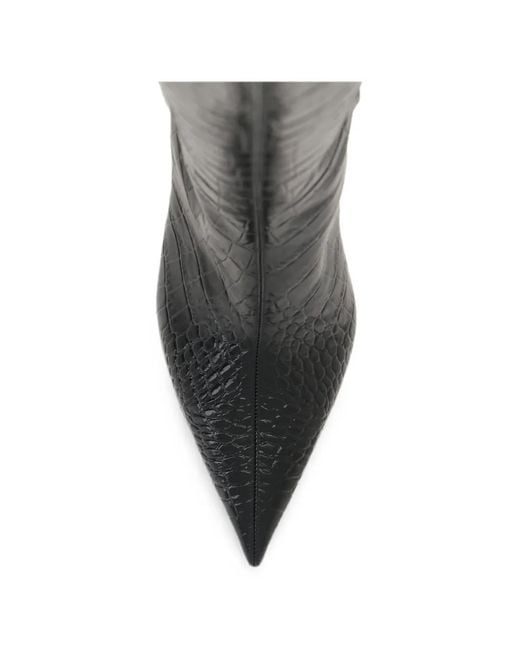 Paris Texas Black Vera Crocodile-Effect Leather Boots