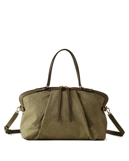 Borbonese Green Medium Frame Print Tote Bag
