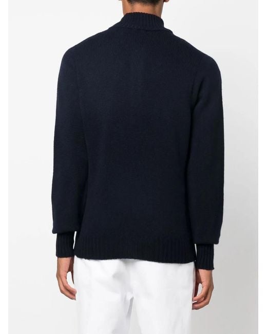 Drumohr Blue Zip-Front Knitted Jumper for men
