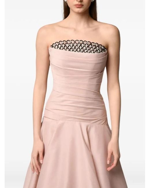 Nafsika Skourti Pink Rhea Ruched-Bodice Midi Dress