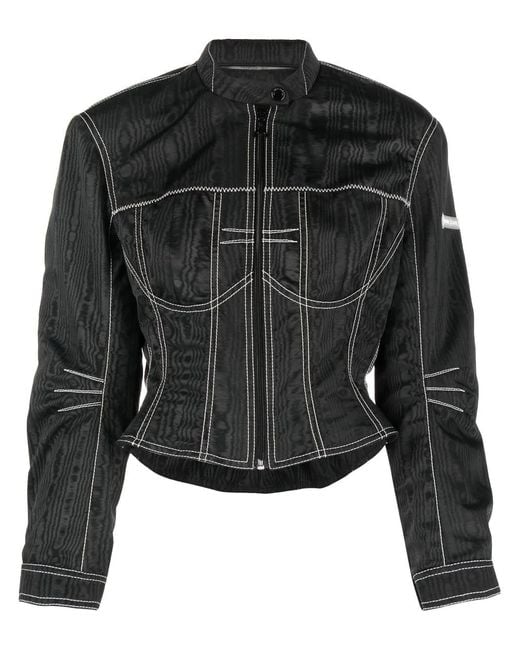 MARINE SERRE Black Moiré-Effect Fitted Jacket