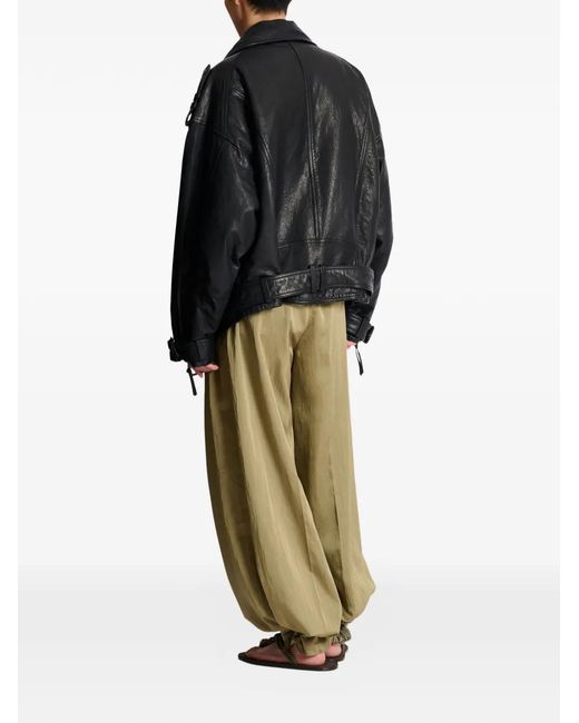 Balmain Black Lambskin Leather Biker Jacket for men