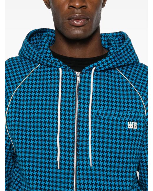 Wales Bonner Blue London Patterned Zip-Up Hoodie for men