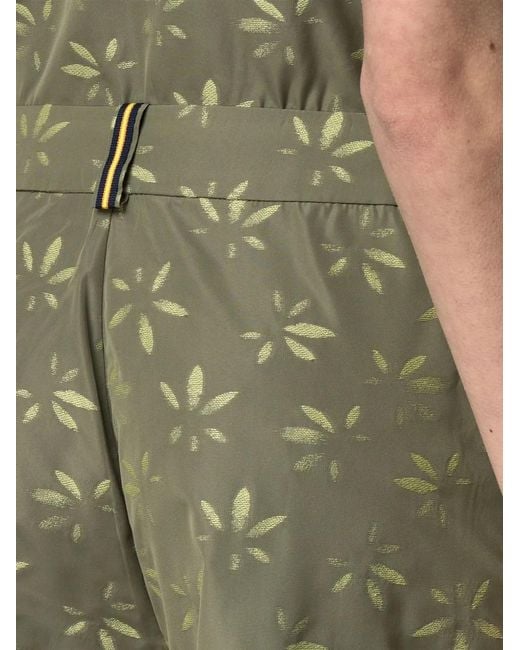 K-Way Green Larose Jacquard-Embroidered Shorts