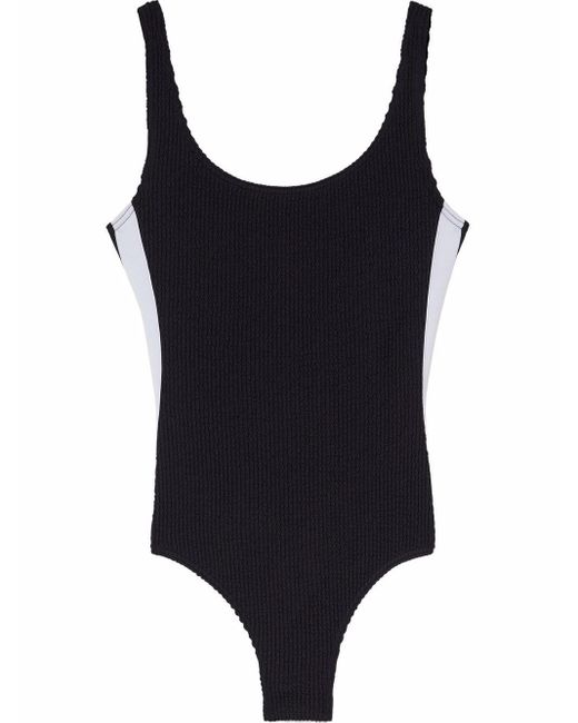 Palm Angels Synthetic Side-stripe Ribbed Swimsuit in Black | Lyst