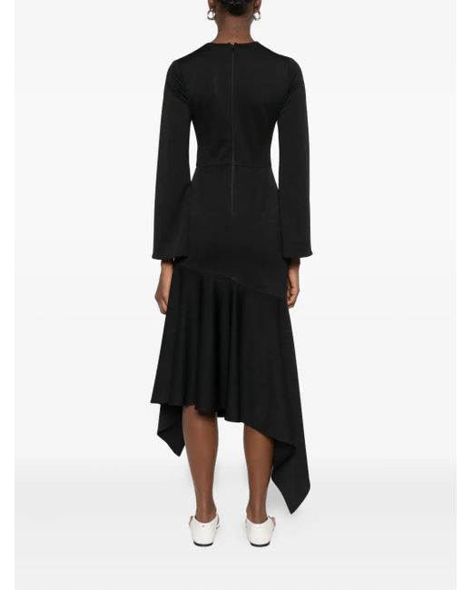 RHIZOME Black Evelyn Cut-Out Asymmetric Midi Dress