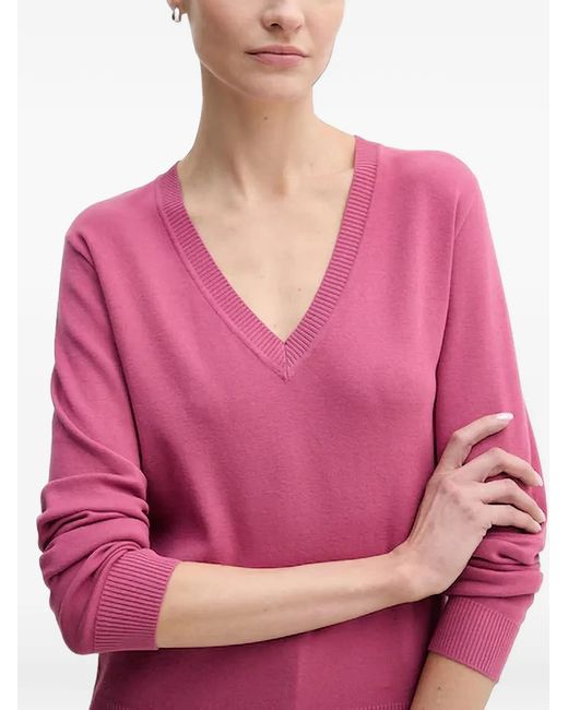 Pull À Col V Benetton en coloris Pink