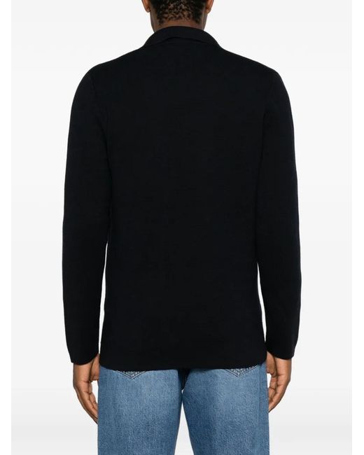 Tagliatore Black Double-Breasted Knit Jacket for men