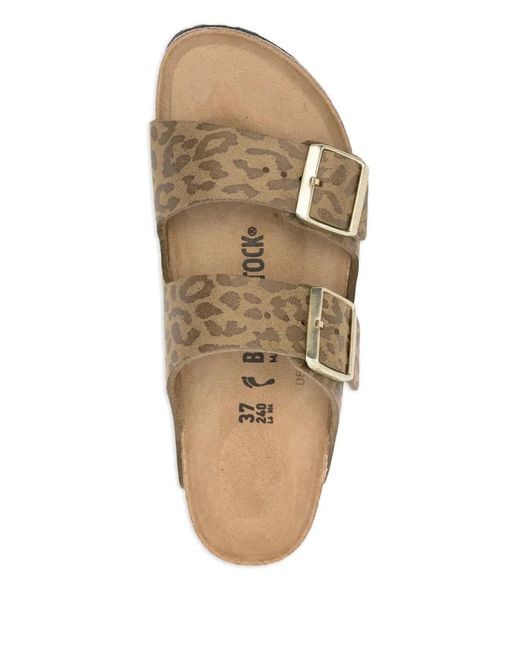 Birkenstock Brown Arizona Leopard-Print Double-Buckle Sandals